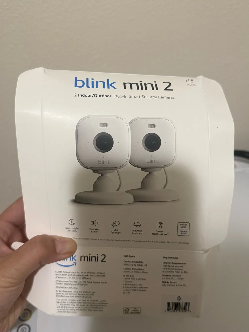 Blink Mini Indoor Smart Security Camera — White (2-Pack)